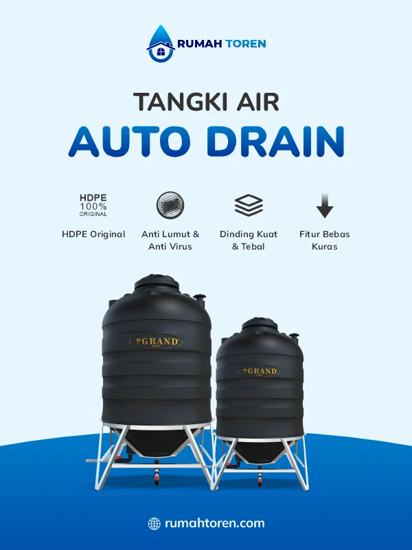 Produk Toren Air Auto Drain, Bebas Kuras Anti Lumut