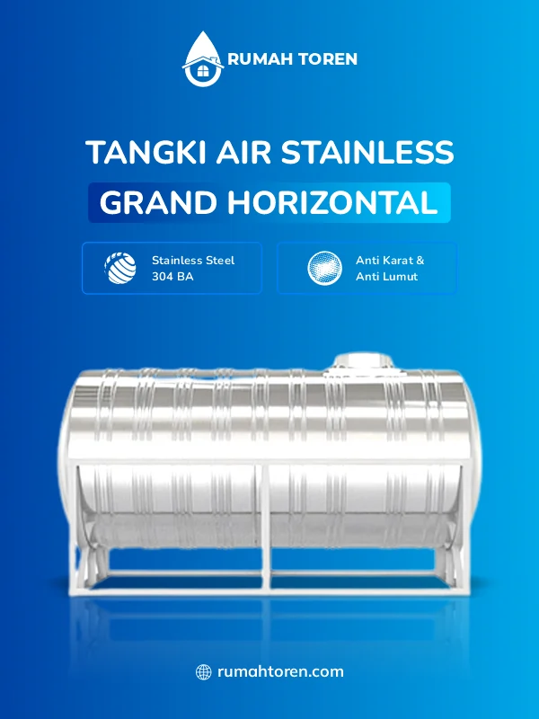 Toren Stainless Horizontal Berkualitas, Anti Karat Anti Lumut