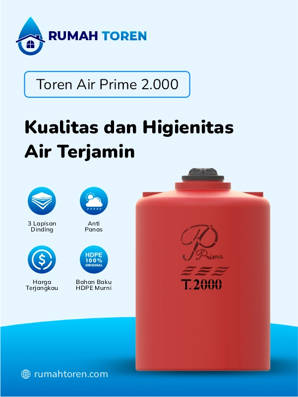 Ukuran Toren Air Prime 2000 Liter