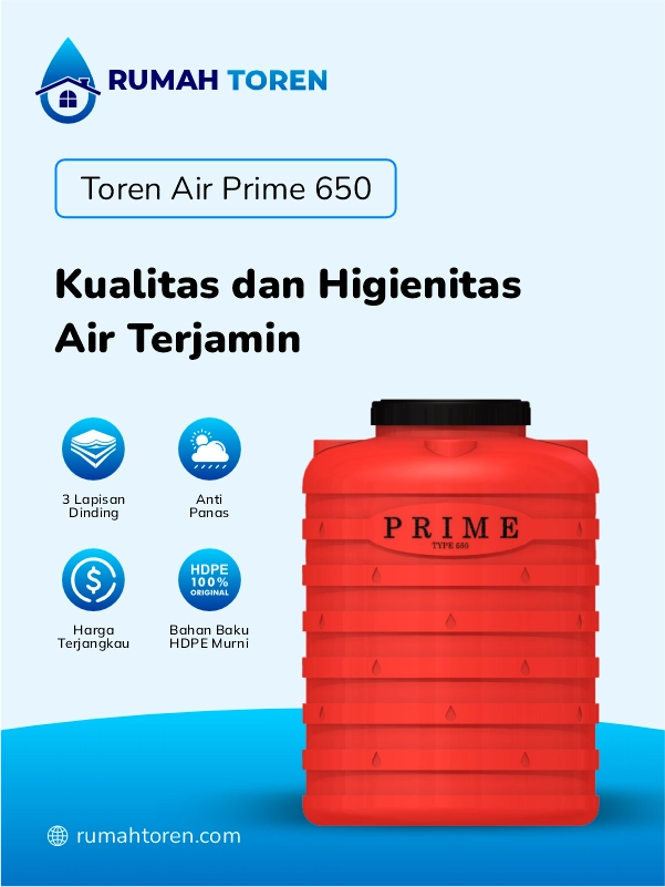 Ukuran Toren Air Prime 650 Liter