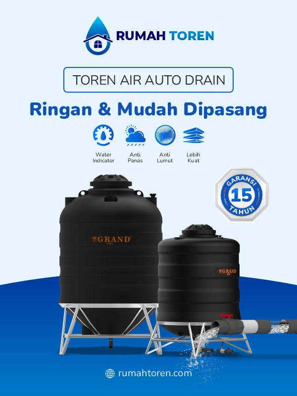 Toren Air Auto Drain, Ringan dan Mudah Dipasang