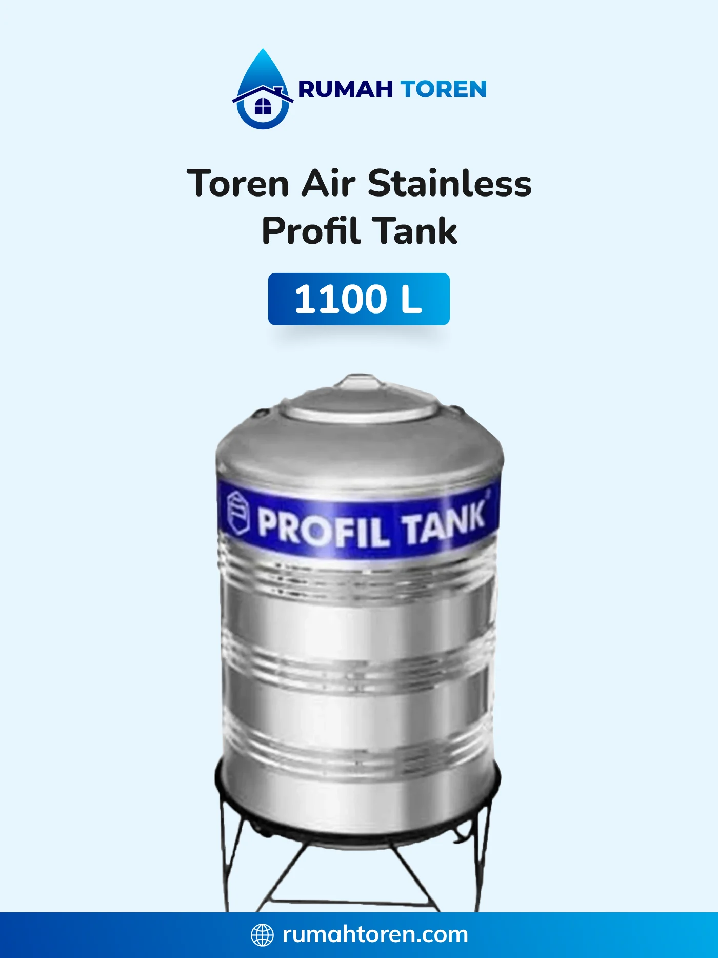 4. Toren Stainless Vertikal Profil Tank 2000 Dengan Kaki