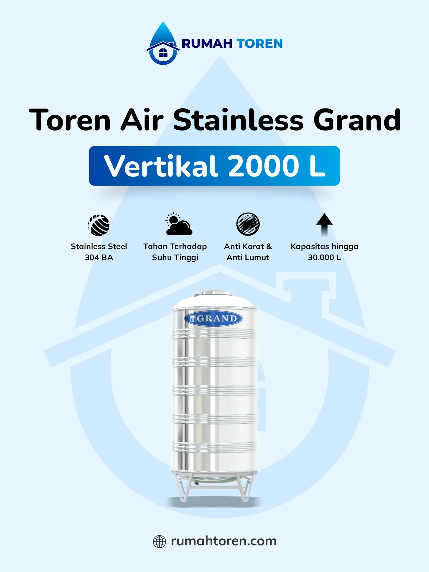 4. Toren Air Stainless Grand Vertikal 2000 Liter