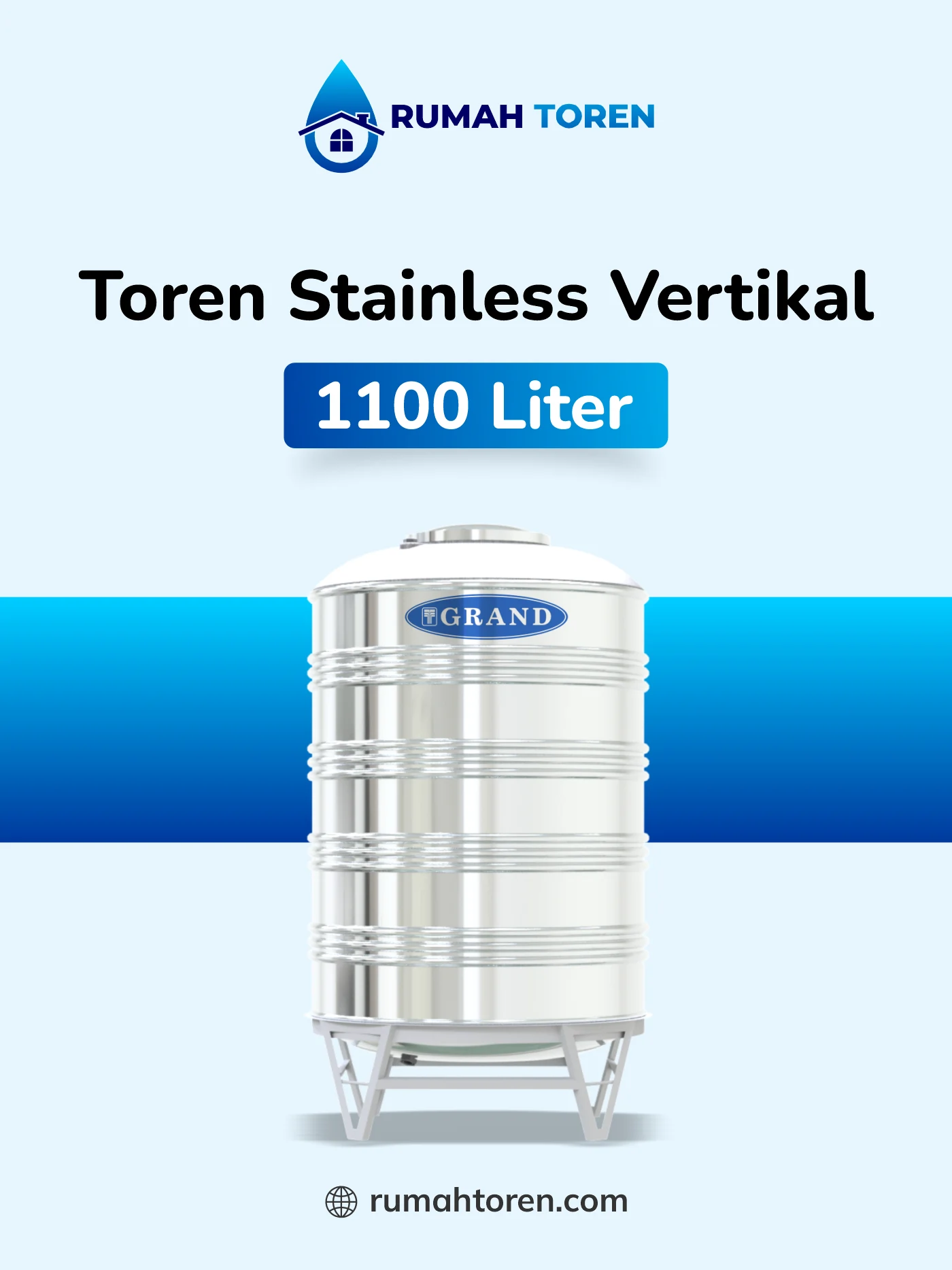 Spesifikasi dan Kisaran Harga Toren Air Stainless Grand Vertikal 1100 Liter