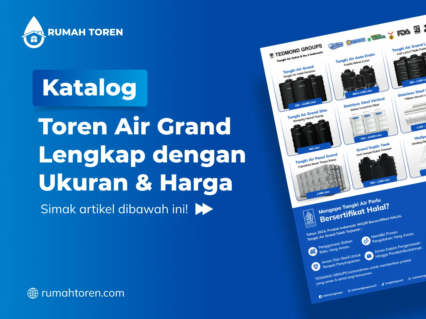 Katalog Toren Air Grand Lengkap dengan Ukuran & Harga